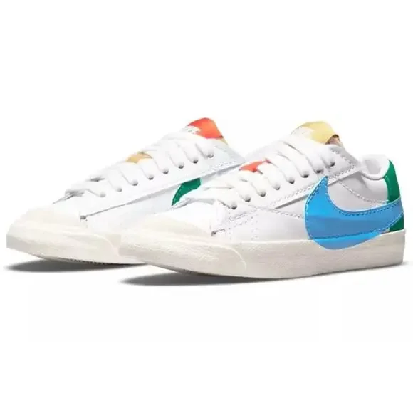 Nike Blazer Low ‘77 Jumbo “Mismatch” Leather Sneakers Size 8 (Style DQ1470-100) - Picture 1 of 7
